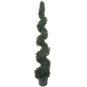 Spiral Silk Tree - 5ft Indoor Outdoor Accent - Lush Green Foliage - Decorative Accent Tree - Home Decor - 1 of 3