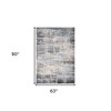 Blue Gray And Ivory Abstract Area Rug - 3 of 4