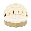 4-Pieces Outdoor Patio Rattan Round Daybed Sunbed with Retractable Canopy and Table - 3 of 4