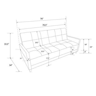 Andora Gray Linen Tufted Twin Sleeper Sofa with Wood Legs