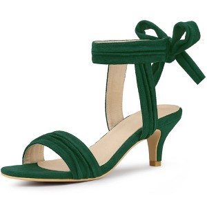 Perphy Women's Open Toe Ankle Tie Ruched Strap Bridal Kitten Heels Sandals - 1 of 4