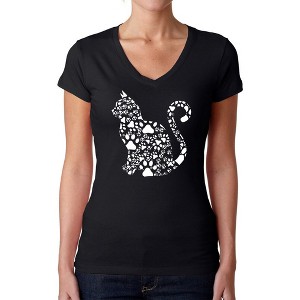 LA Pop Art Cat Claws - Women's Word Art V-Neck T-Shirt - 1 of 4