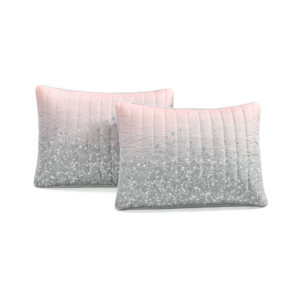 3pc Full/Queen Kids' Glitter Ombre Metallic Print Quilt Set Blush/Gray - Lush Décor: Teen Bedroom Decor Bedding Set - thumbnail 6
