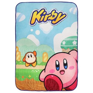 Nintendo Kirby Video Game Kirby and Waddle Dee Soft Fleece Plush Throw Blanket 45" x 60" Multicoloured - 1 of 4