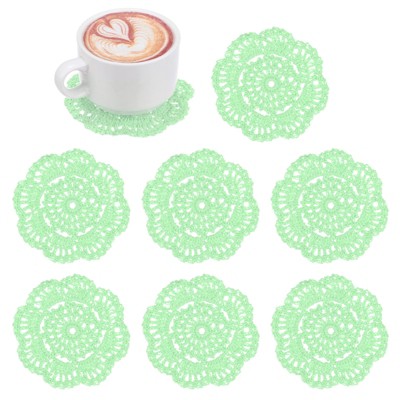 Unique Bargains Round Handmade Crochet Cotton Cup Coaster Placemats Home Decoration