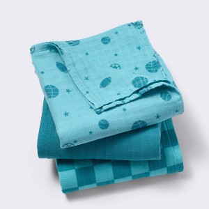 Muslin Swaddle Baby Blanket - Sports - 3pk - Cloud Island™ - 1 of 4