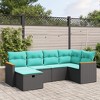 vidaXL Patio Sofa Set - 6 Piece Seater with Cushions - Black PE Rattan & Powder-Coated Steel - Ideal for Outdoor Patio, Terrace, or Garden - 2 of 4