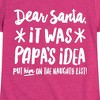 Girls' - Instant Message - Dear Santa It Was Papas Idea Christmas Fitted Short Sleeve Graphic T-Shirt - 2 of 4