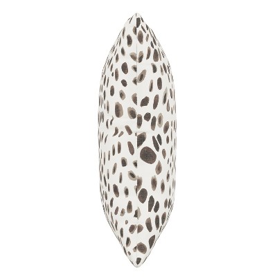 18" Cream and Gray Polyester Cheetah Print Square Throw Pillow