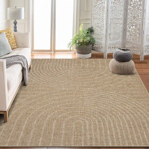 Modern Rainbow Easy Jute Area Rugs, Washable Natural Contemporary Indoor Outdoor Carpet for Living Room Bedroom Office Farmhouse Patio Backyard RV - 1 of 3