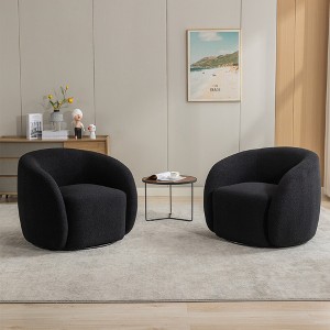 SEYNAR Modern Glam Teddy Fabric Upholstered 360 Degree Swivel Accent Armchair Set of 2 - 1 of 4