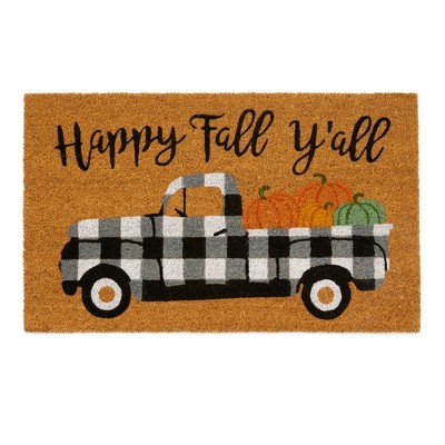 Farmhouse Living Happy Fall Y'all Coir Doormat - 18" x 30" - Natural - Elrene Home Fashions