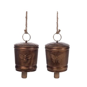 Transpac Metal Bells w/Gold Insect Detail Set of Home Decorations Set of 2 Spring - 1 of 1