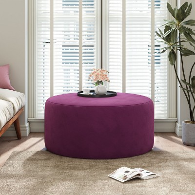 PAGED Chic Stylish Round Ottoman, Home Multifunctional Footstool with Comfortable Cushions for Living Room and Bedroom