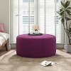 Okak Round Ottoman Bench Coffee Table Soft Upholstered Foot Rest Velvet Small Ottomans Foot Stools for Living Room, Entryway,Bedroom, Purple - 2 of 4