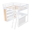 NicBex Full Bunk Bed Loft Bed with Desk Pine Bed Frame with Shelves, Oleophobic Board, Inclined Ladder and Guardrail, No Box Spring Required, White - 3 of 4