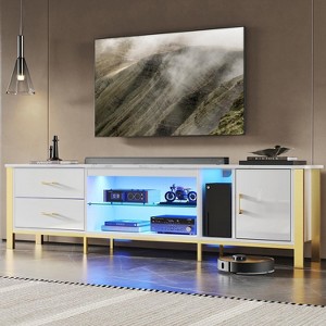 Bestier 80 Inch LED Gaming TV Stand with Glass Shelves - 1 of 4
