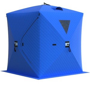 Portable Pop-Up Ice Fishing Tent, Spacious 3 to 4 Person Ice Fishing Shelter, Insulated Hub Shelter Includes Anchors, Ropes & Carry Bag - 1 of 4