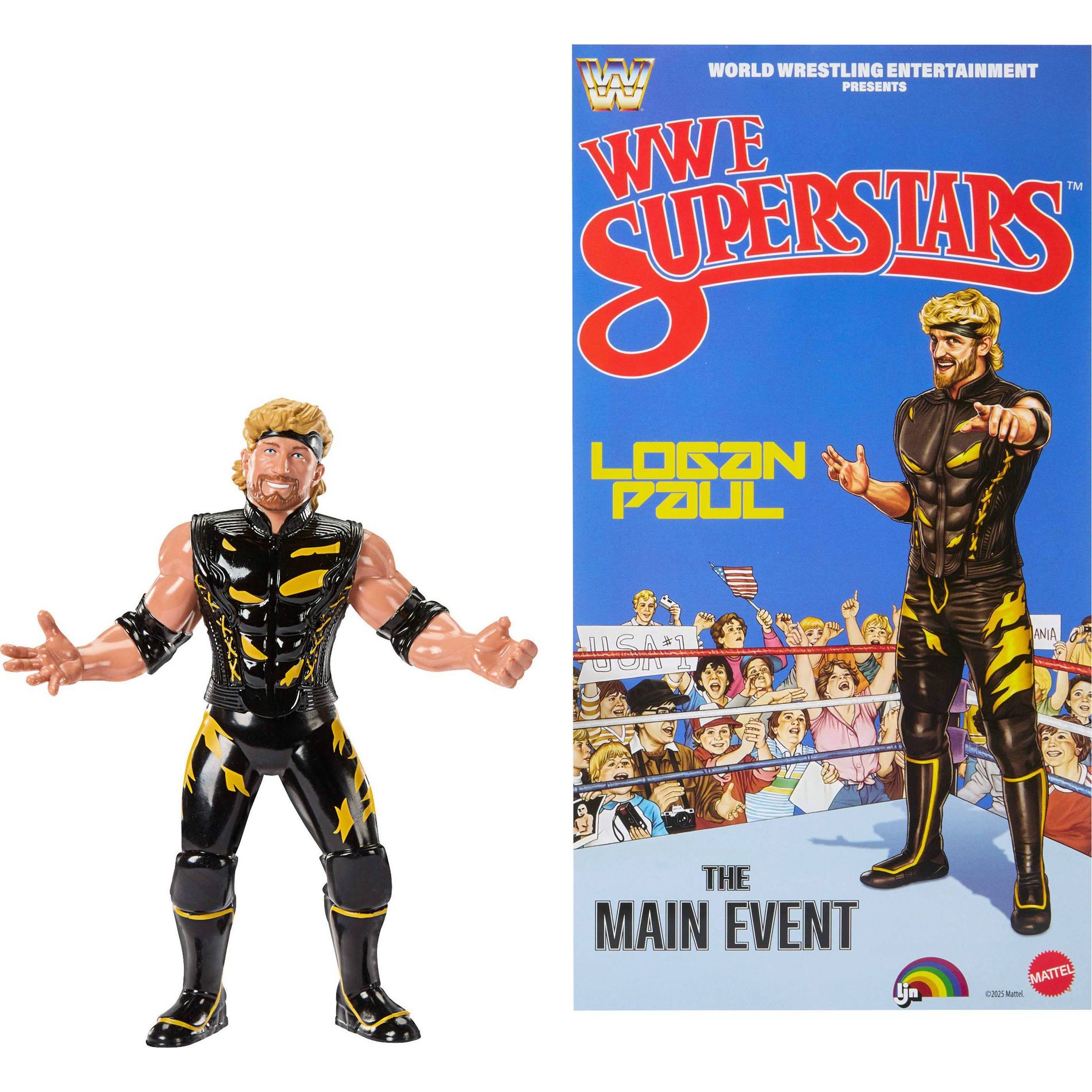 WWE LJN Superstars Logan Paul Action Figure, 1980s Retro 8" Collectible Toy