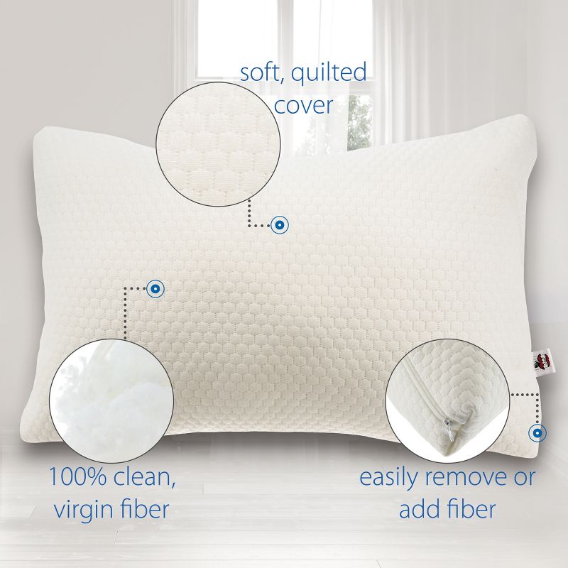 Core Products Adjust-A-Loft Fiber Adjustable Comfort Pillow with Cooling Memory Foam Insert, Standard Size, 4 of 11