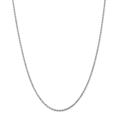 Black Bow Jewelry 2mm 14k White Gold Solid Diamond Cut Rope Chain Necklace