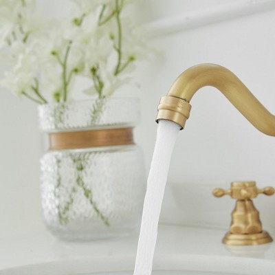 Antique Brass Double-Handle Widespread Bathroom Faucet