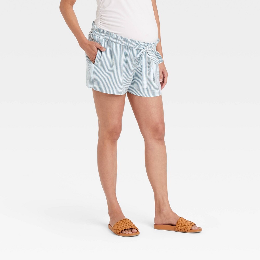 Tie-Front Pull-On Maternity Shorts - Isabel Maternity by Ingrid & Isabel White Striped XL