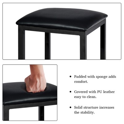Costway 3-Piece Dark Faux Marble Pub Table Set with Black Chairs