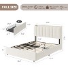 TackView Bed Frame with Storage Headboard,Boucle Upholstered Platform Bed with 2 Drawers, Chic Wavy Headboard with Bookcase, No Box Spring Needed - 3 of 4