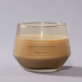 10oz Studio Glass Amber & Sandalwood Candle Beige - Yankee Candle