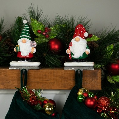 Festive Santa Gnomes Resin Christmas Stocking Holders Set