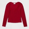 Women's Long Sleeve V-Neck Lace Trim T-Shirt - Universal Thread™ - 4 of 4
