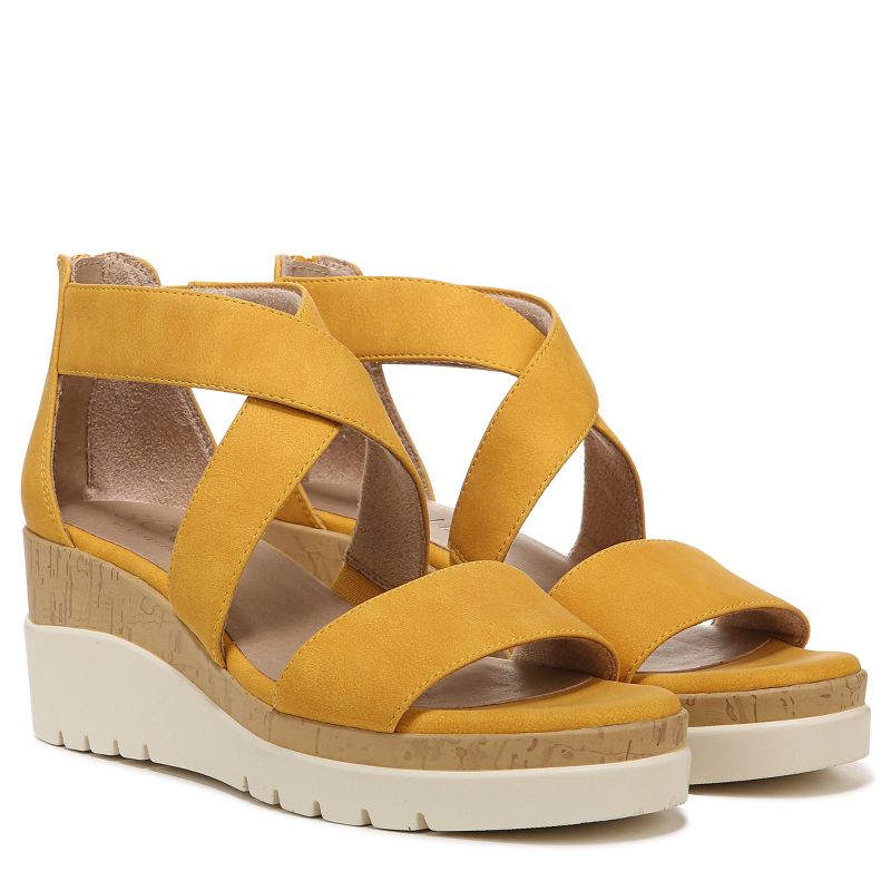 SOUL Naturalizer Womens Goodtimes Strappy Wedge Casual Sandals Yellow Smooth 7 W, 2 of 10