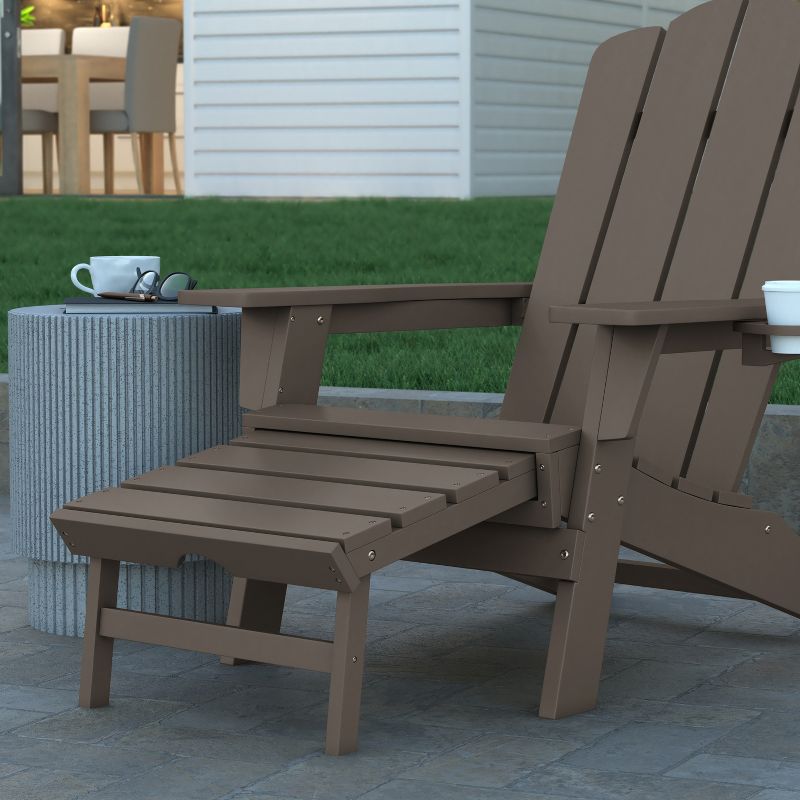 Emma and Oliver Adirondack Chair with Cup Holder and Pull Out Ottoman, All-Weather HDPE Indoor/Outdoor Lounge Chair, 5 of 12