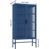 Storage Cabinet with Double Glass Doors, Bookshelf Cabinet with 3-Tier Adjustable Shelves and Feet Cold-Rolled Steel Sideboard for Home, Living Room - 2 of 4