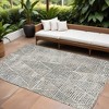 Ivory Charcoal And Beige Geometric Washable Indoor Outdoor Area Rug - 2 of 4