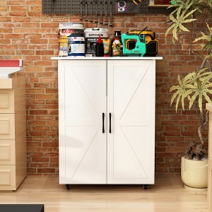 FUFU&GAGA Mobile Garage Tool Cabinet with Universal Wheels and Storage Bins - 1 of 4