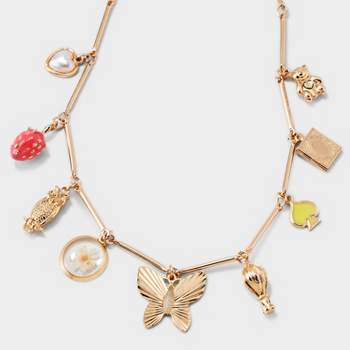 Garden Party Charm Cluster 16 Inch Necklace - Universal Thread™ Gold