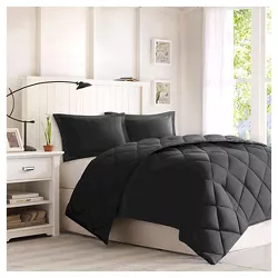2pc Twin/Twin XL Windsor Reversible Down Alternative Comforter Set with 3M Stain Resistance Finishing Black