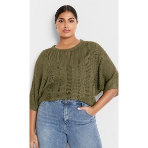 Women's Plus Size Jayde Sweater - khaki | CITY CHIC - 1 of 4