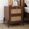 3-Piece Modern Cannage Rattan Bedroom Sets, Queen Size Platform Bed with 2 Nightstands 4A - ModernLuxe - 3 of 4