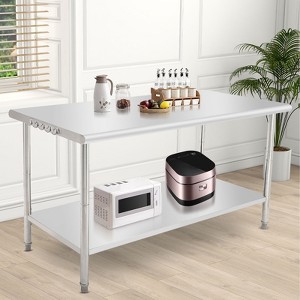 60X24x35 Inch Stainless Steel Work Table with Double Shelf, Heavy Duty Prep Station for Kitchen Restaurant or Garage Storage - 1 of 4