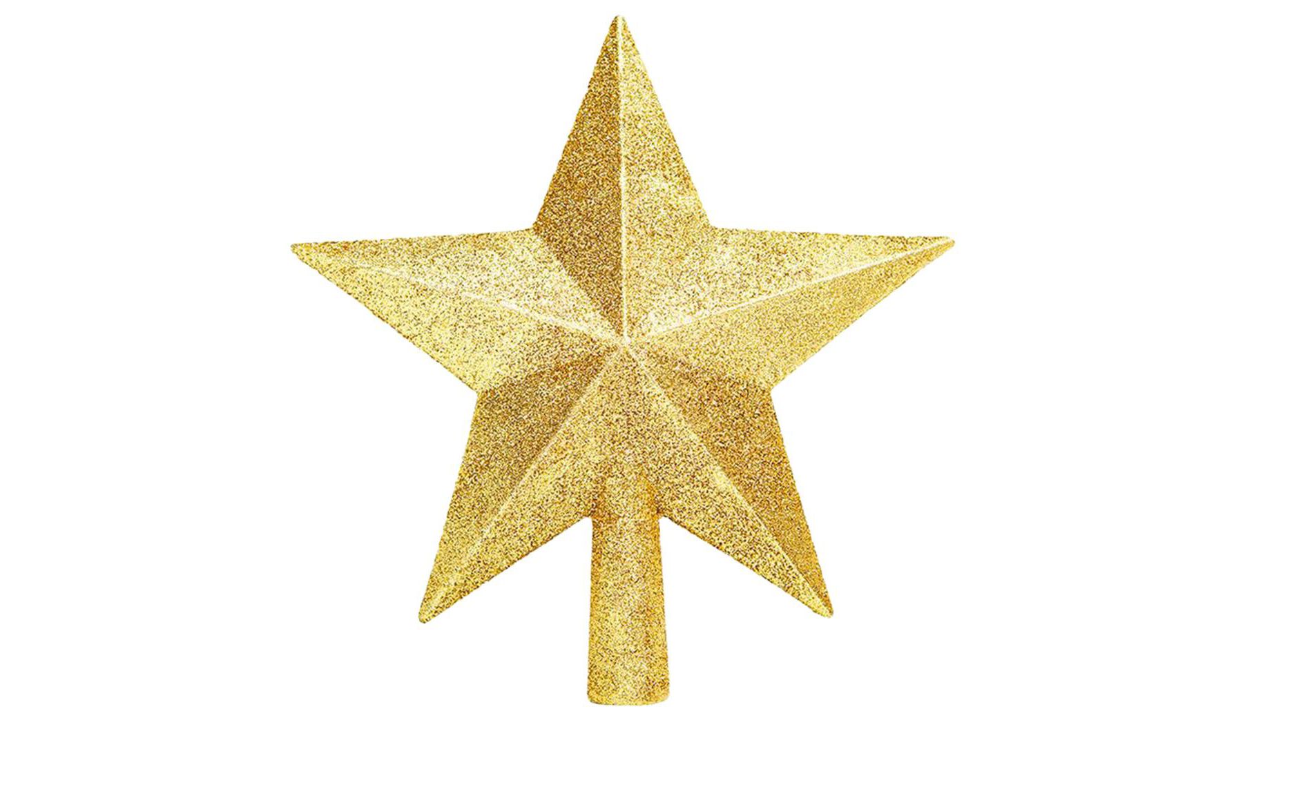 Aoibox Gold Christmas Star Tree Topper 8 Inch Shatterproof Five Pointed Star Holiday Decoration for Indoor Outdoor Christmas Tree