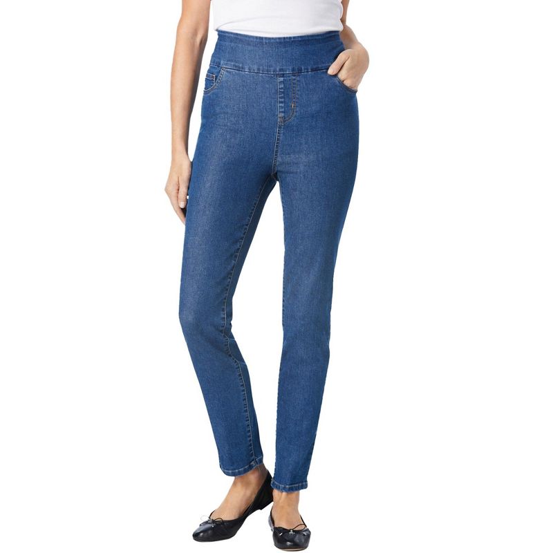Woman Within Women's Plus Size Petite Flex Fit Pull On Slim Denim Jean, 1 of 2