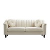 DOMETOUR 3-Piece White Microfiber Sofa Set - Modern Living Room Couch - 3 of 4