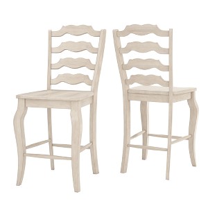 South Hill French Ladder Back 24 in. Counter Chair (Set of 2) - Antique White - Inspire Q