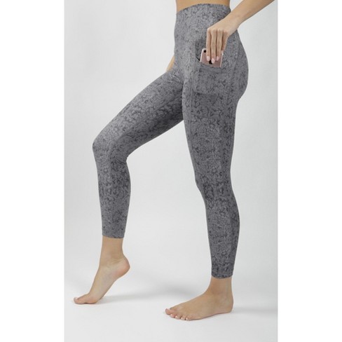 Yogalicious - Women's Nude Tech Water Droplet High Waist Side Pocket Ankle  Legging - Black - X Large : Target