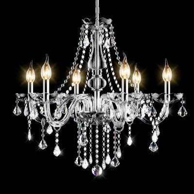 Tangkula Modern Elegant Crystal Chandelier Ceiling Light Fixture with 6 Lights for Dining Room, Hallway Stairway, Bar Restaurant