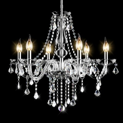 Costway Elegant Crystal Chandelier Modern 6 Ceiling Light Lamp Pendant Fixture Lighting