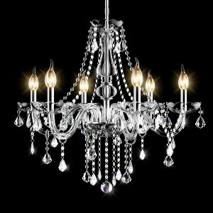 Tangkula Modern Elegant Crystal Chandelier Ceiling Light Fixture with 6 Lights for Dining Room, Hallway Stairway, Bar Restaurant - 1 of 4